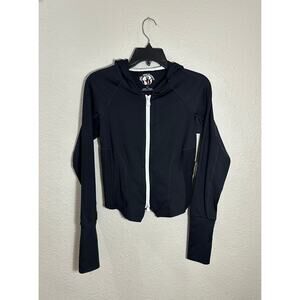 Free People Movement Black Cropped Performance Zip Hoodie, NWT
